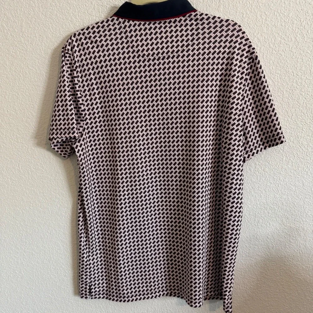 Extracurricular Mens Geometric Print Golf Polo Shirt Navy Red White Size Medium - Picture 3 of 7